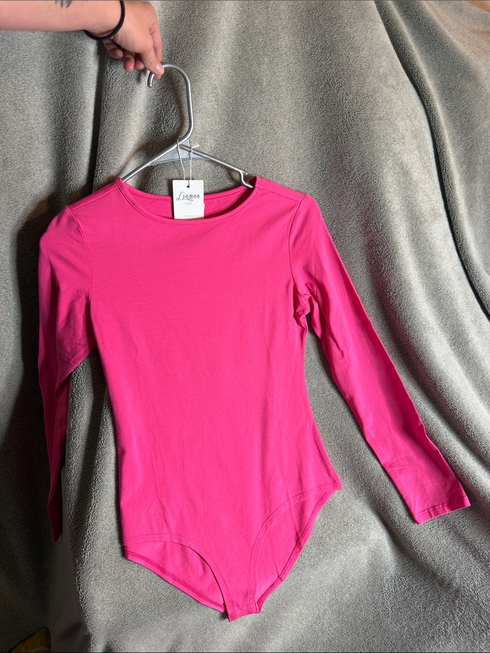 Women's Pink Long Sleeve Bodysuit